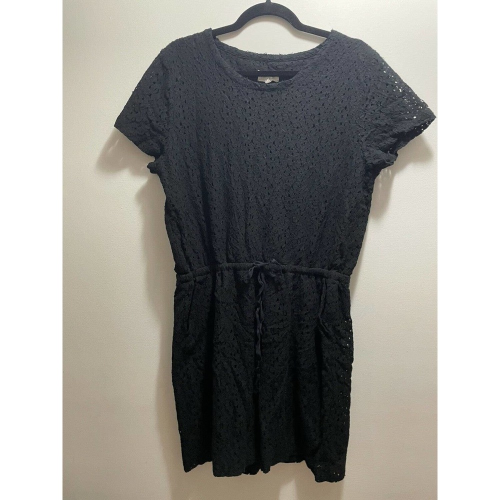 Lou & Grey Black Lace Dress Sz XL Tie Waist